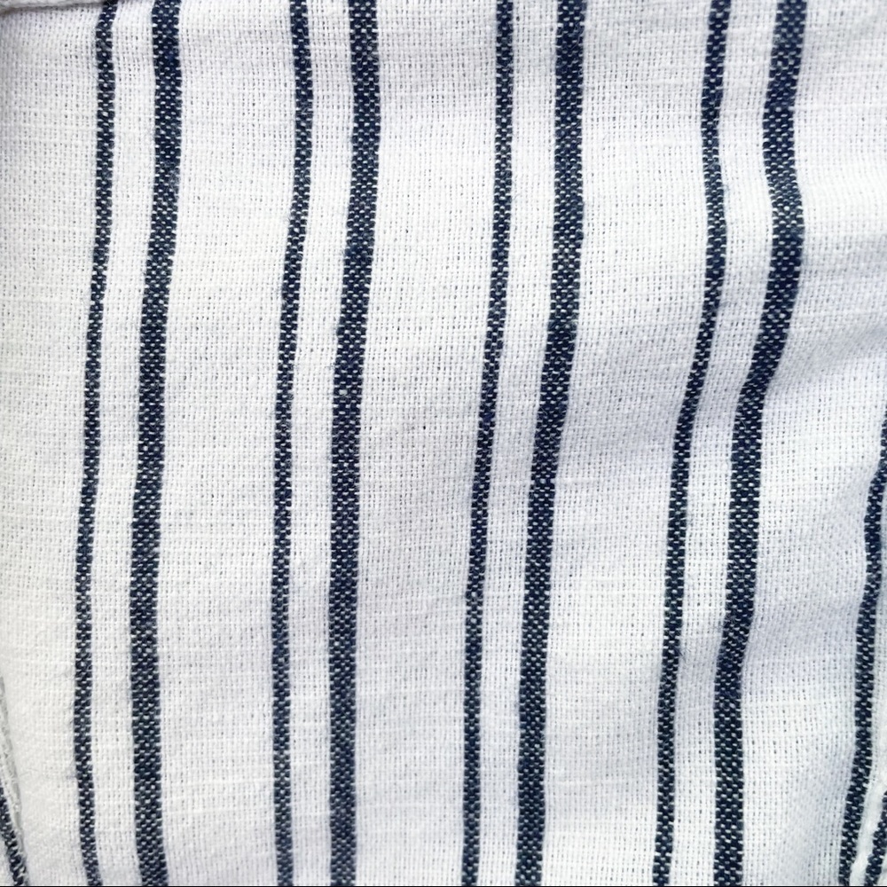 Brandy Melville Bustier Crop Top White Blue Stripe Button Up Tank Linen Cotton - Picture 7 of 8